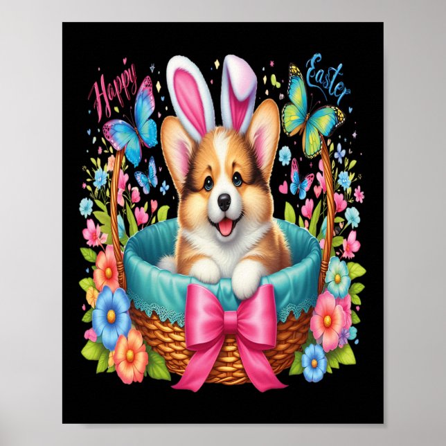 Frohe Ostern Welsh Corgi Hunde Liebhaber Oster Has Poster (Vorne)