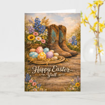 Frohe Ostern Y’all Boots & Wildflowers Karte