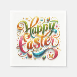 Frohe Ostertypografie im Glitzer Serviette