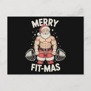 Frohe Passform Mas Weihnachtsmann Heben Fitnessstu Feiertagspostkarte