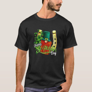 Frohe Patrick Tag Glück Kleeblatt C Gnom Hufeisen T-Shirt