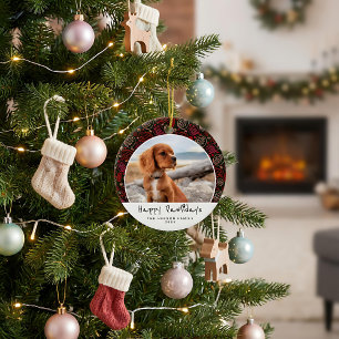 Frohe Pawlidays Hund Haustier Foto Eine Linie Weih Keramik Ornament