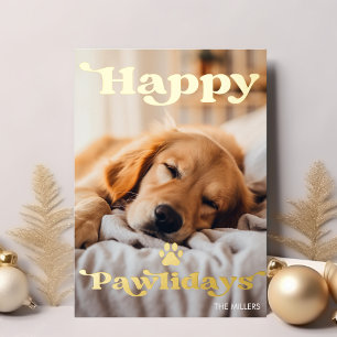 Frohe Pawlidays Hund Haustier Weihnachten Modern R Folien Feiertagskarte
