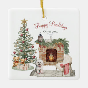 Frohe Pawlidays Hunde-Design - Bichon Frise Keramikornament