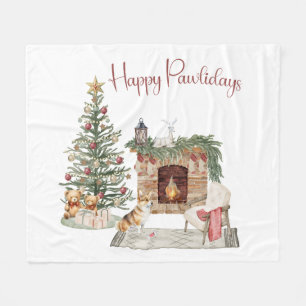 Frohe Pawlidays Hunde-Design - Corgi Fleecedecke