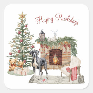 Frohe Pawlidays Hunde-Design - Dogge Quadratischer Aufkleber