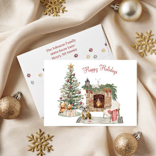 Frohe Pawlidays Hunde-Design - Englische Bulldogge Feiertagskarte