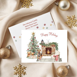 Frohe Pawlidays Hundedesign - Airedale Feiertagskarte