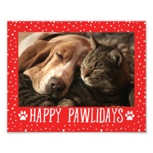 Frohe Pawlidays Rotes Weihnachtsfest Fotodruck