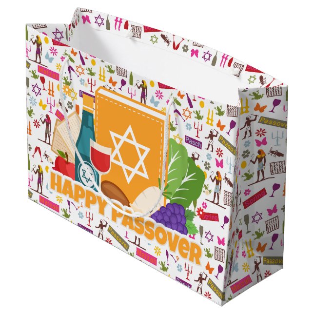 Frohe Pessach  Große Geschenktüte (Rückseite Schrägansicht)