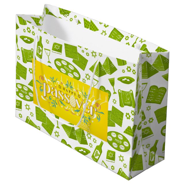 Frohe Pessach  Große Geschenktüte (Vorderseite Schrägansicht)