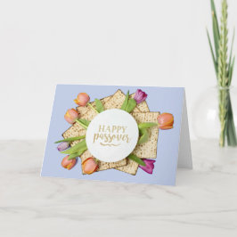 Frohe Pessach-Karte mit Tulpen & Matze | Modern Karte