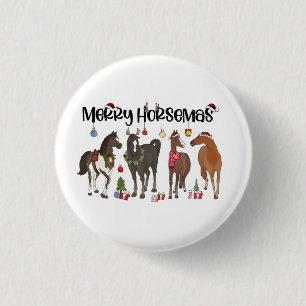 Frohe Pferdeweihnachtsblume Weihnachten Equine Button