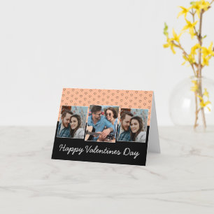 Frohe Pfirsich-Valentinstag 3 Foto Herz Muster Karte
