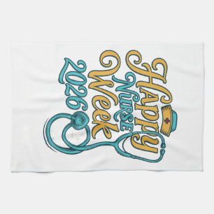 Frohe Pflegerwoche 2026 Stethoskop-Shirt-Design_1 Geschirrtuch