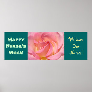 Frohe Pflegerwoche! Banner Poster Drucke Rose Teal