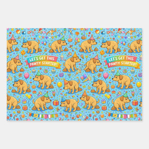 Frohe Pfotenparty Hundeparty Geschenkpapier Set