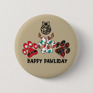 Frohe Pfotweinachten - Weihnachts-Feiertags-Button Button