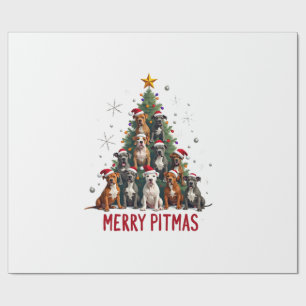 Frohe Pitmas Pitbull Hund hässlicher Weihnachtspul Geschenkpapier