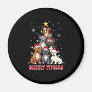 Frohe Pitmas Pitbull Hund hässlicher Weihnachtspul Magnet