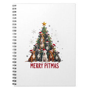 Frohe Pitmas Pitbull Hund hässlicher Weihnachtspul Notizblock
