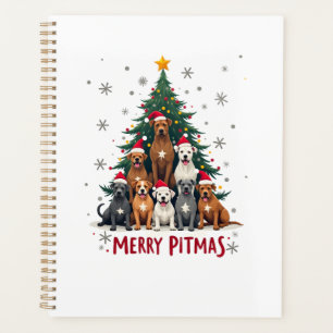 Frohe Pitmas Pitbull Hund hässlicher Weihnachtspul Planer