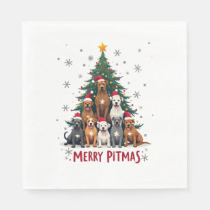 Frohe Pitmas Pitbull Hund hässlicher Weihnachtspul Serviette