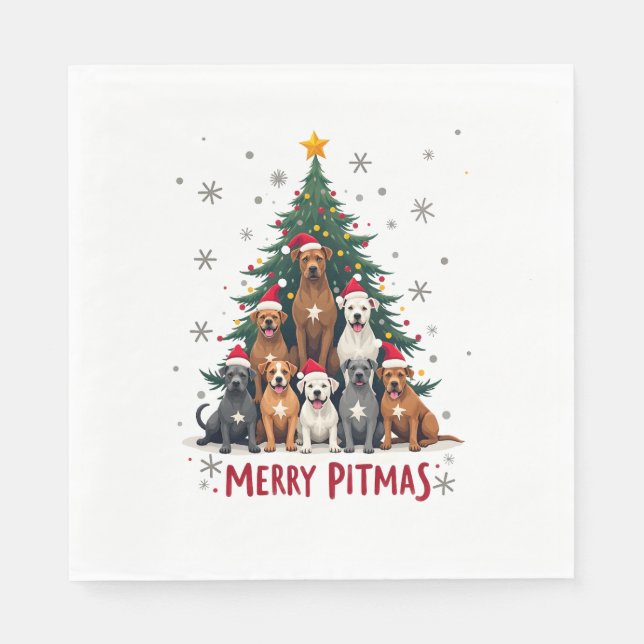 Frohe Pitmas Pitbull Hund hässlicher Weihnachtspul Serviette (Vorderseite)