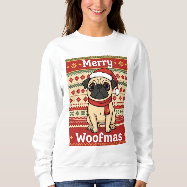 Frohe Pug Weihnachten Sweatshirt (Vorderseite)