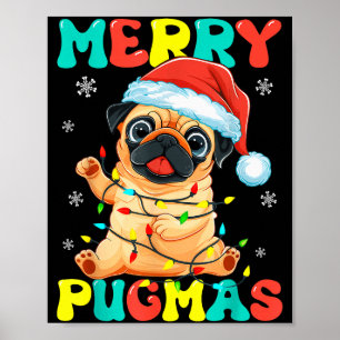 Frohe Pugmas Pug Weihnachten Santa Pug Xmas Lichte Poster