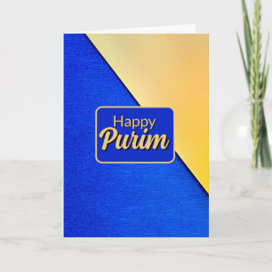 Frohe Purim-Grußkarte - Gold Blau Geometrisch Karte