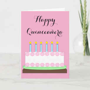 Frohe Quinceañera:  Rosa Karte