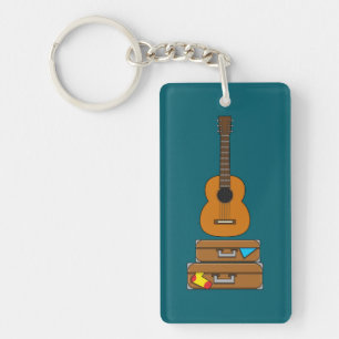 Frohe Reise mit Gepäck und Gitarre Schlüsselanhänger