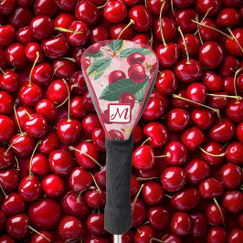 Frohe Retro-Kirsche Rosa Monogramm  Golf Headcover