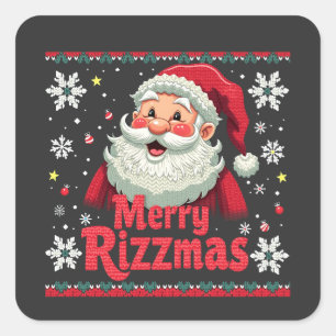Frohe Rizzmas Santa Rizz Lustiges Weihnachten Rizz Quadratischer Aufkleber