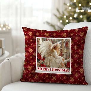 Frohe Rot- und Gold-Engel-Victorian-Geschenkkissen Kissen