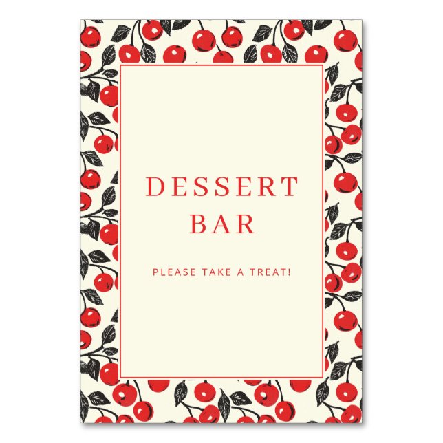 Frohe rote Kirsch-Randgestaltung Tischnummer (Vorderseite)