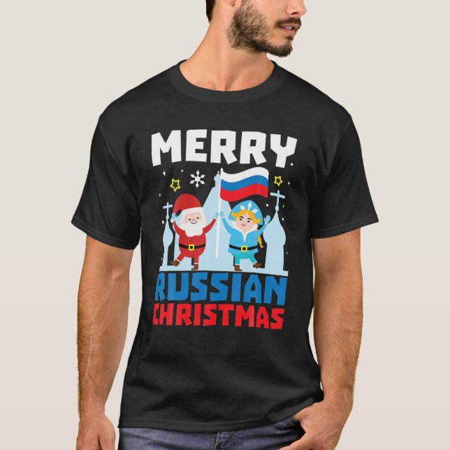Frohe russische Weihnachten Weihnachtsgeschenk T-Shirt (Vorderseite)