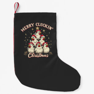 Frohe Schläge Weihnachts Funny Chicken Roosters Kleiner Weihnachtsstrumpf