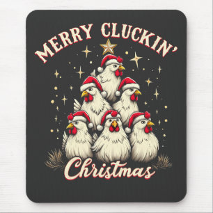 Frohe Schläge Weihnachts Funny Chicken Roosters Mousepad