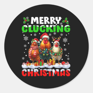 Frohe Schläge Weihnachts Funny Chicken Weihnachtsm Runder Aufkleber