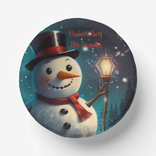 Frohe Schneemann-Party-Einladung - Festliche Karte Pappteller