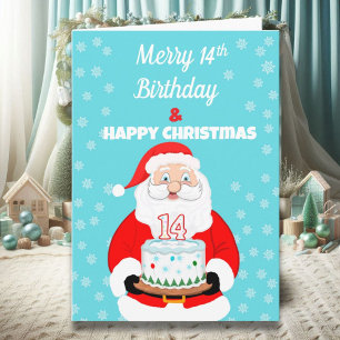 Frohe schöne 14. Geburtstagsweihnachten Santa Karte