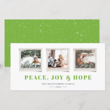 Frohe Sentiments Snapshot Green Holiday Card