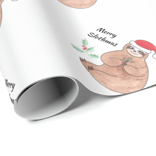 Frohe Slothmas Niedliche Weihnachten Geschenkpapier (Rolleneckpunkt)
