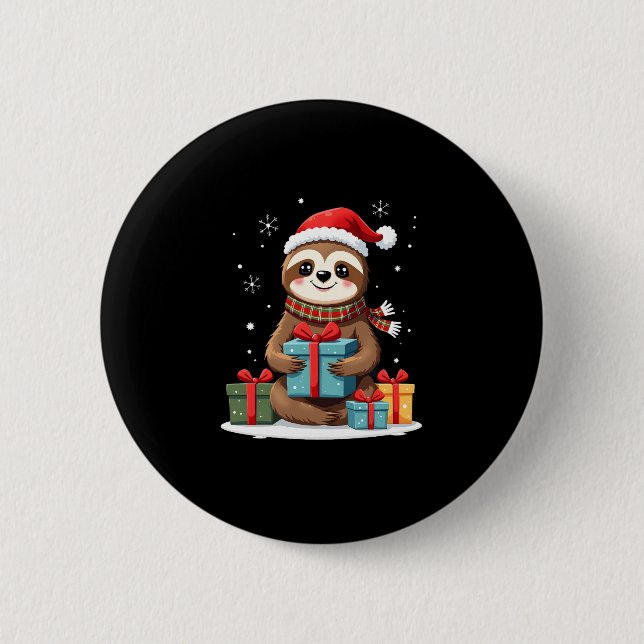 Frohe Slothmas niedliche Weihnachtslieder Weihnach Button (Vorderseite)