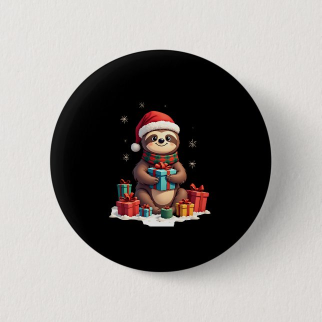 Frohe Slothmas niedliche Weihnachtslieder Weihnach Button (Vorderseite)