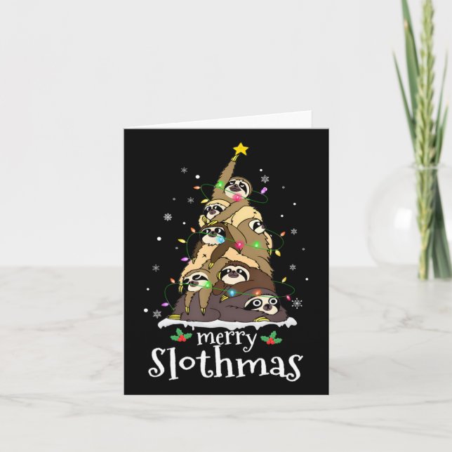 Frohe Slothmas Niedliche Xmas Sloth Weihnachtsmann Karte (Vorderseite)