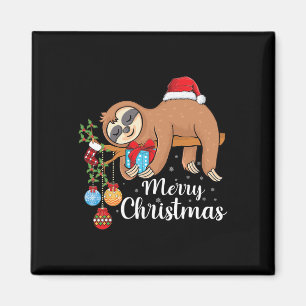 Frohe Slothmas Niedliche Xmas Sloth Weihnachtsmann Magnet