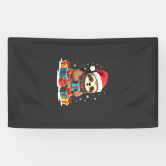 Frohe Slothmas süße Weihnachten Faultier Santa Hut Banner